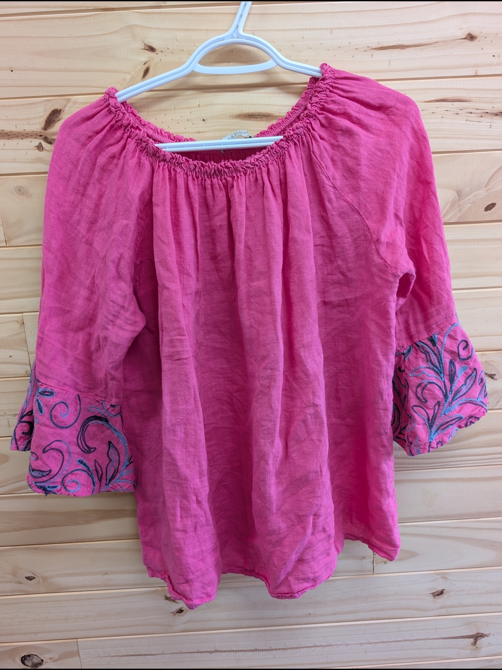 Pink Embroidered 2 Piece Linen Set - Viola Borghi